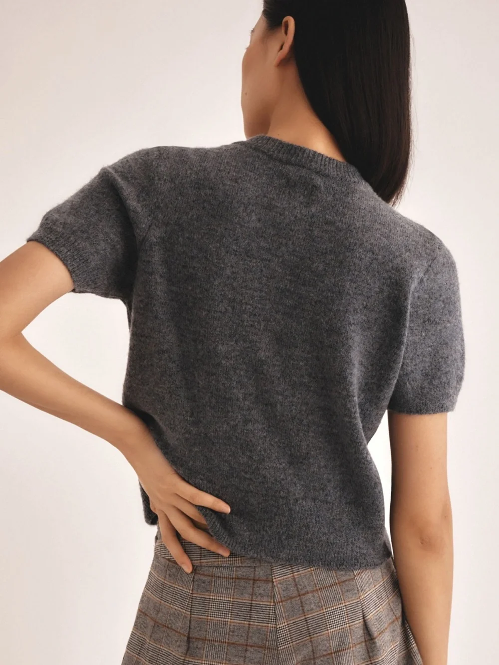 Maeve Short Sleeve Cardigan Sweater Knit Top Grey Gold Anthropologie Size Small